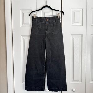 Anthropologie Pilcro Black Day Tripper Jeans High Rise Wide Leg Cropped 26